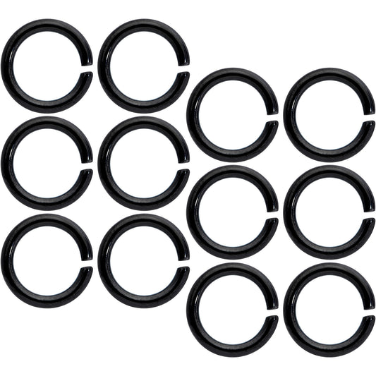 14 Gauge 5/16 Black Anodized Seamless Cartilage Ring Set of 12