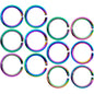 16 Gauge 5/16 Rainbow Anodized Seamless Cartilage Ring Set of 12