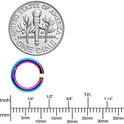 14 Gauge 5/16 Rainbow Anodized Seamless Cartilage Ring Set of 12