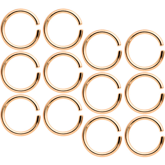 16 Gauge 5/16 Rose Gold Tone Seamless Cartilage Ring Set of 12