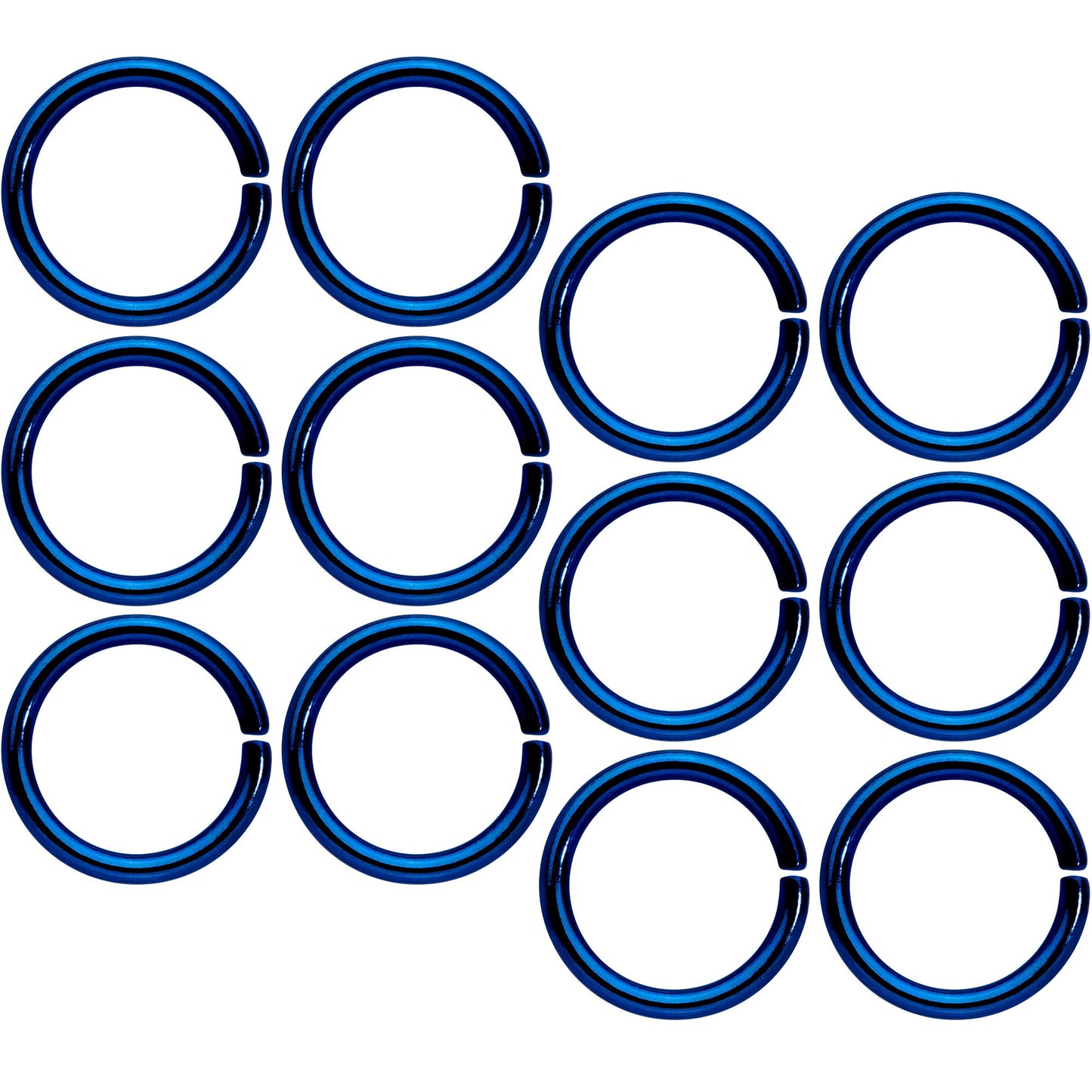 16 Gauge 5/16 Blue Anodized Seamless Cartilage Ring Set of 12