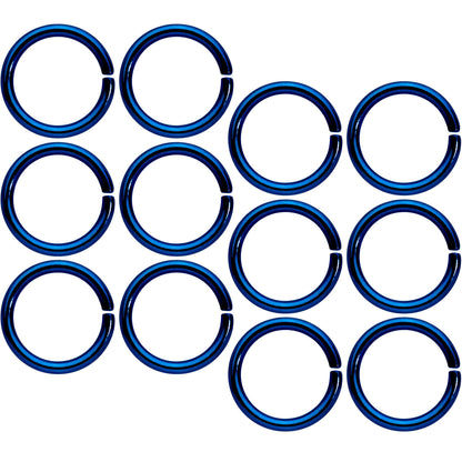 16 Gauge 5/16 Blue Anodized Seamless Cartilage Ring Set of 12