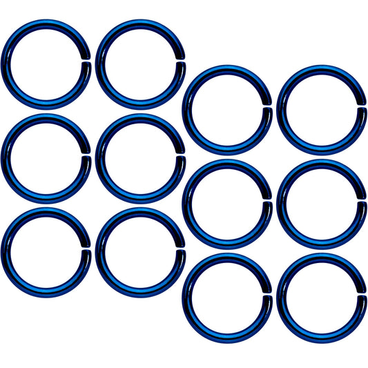 16 Gauge 5/16 Blue Anodized Seamless Cartilage Ring Set of 12