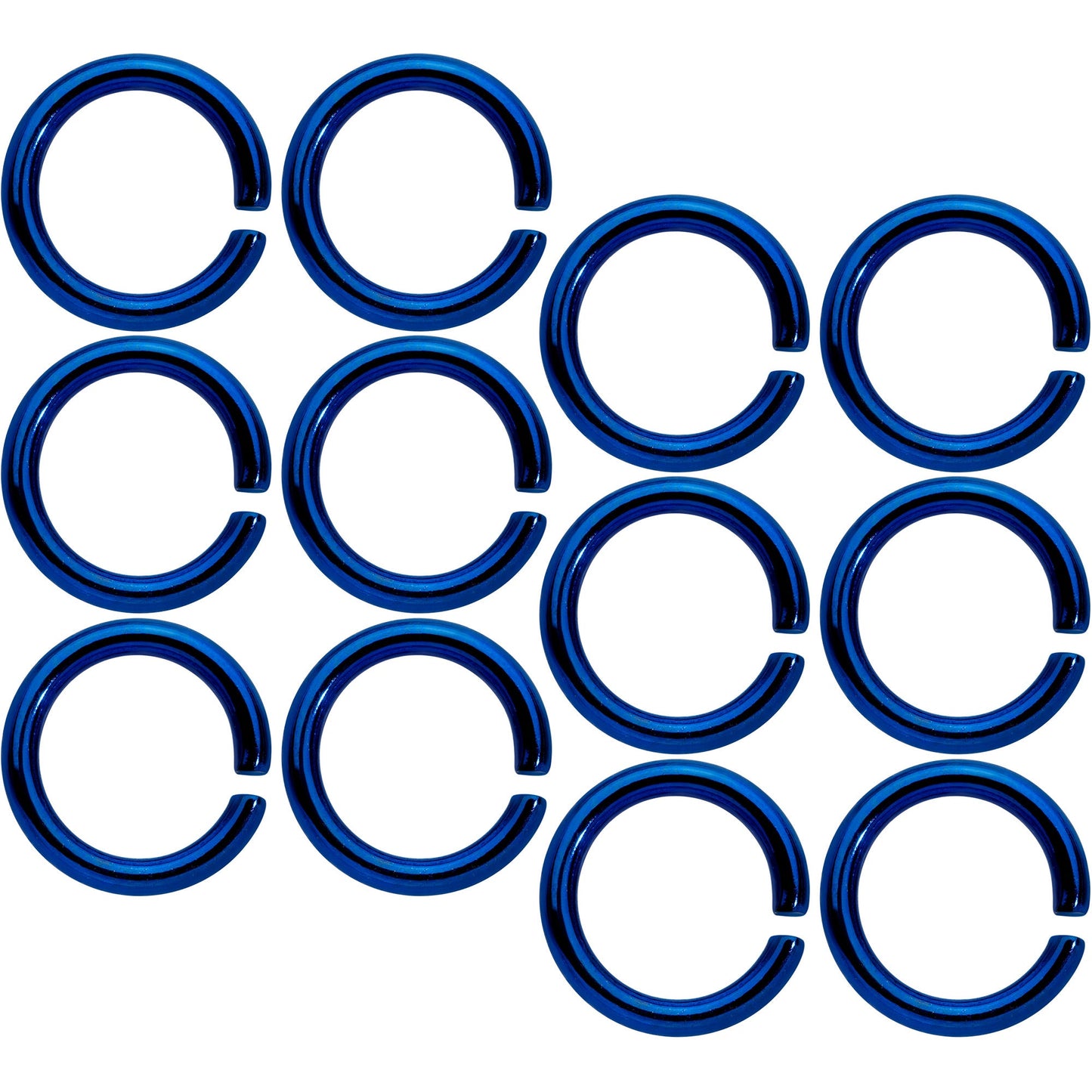 14 Gauge 5/16 Blue Anodized Seamless Cartilage Ring Set of 12