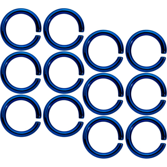 14 Gauge 5/16 Blue Anodized Seamless Cartilage Ring Set of 12