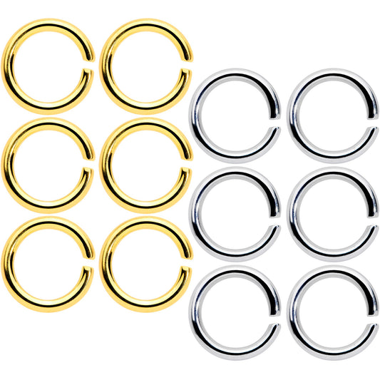 14 Gauge 5/16 Steel Gold Tone Seamless Cartilage Ring Set of 12