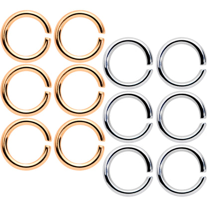 14 Gauge 5/16 Steel Rose Gold Tone Seamless Cartilage Ring Set of 12