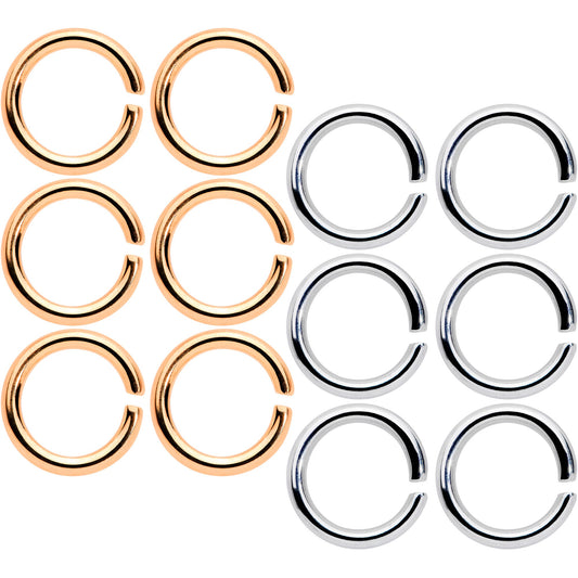 14 Gauge 5/16 Steel Rose Gold Tone Seamless Cartilage Ring Set of 12