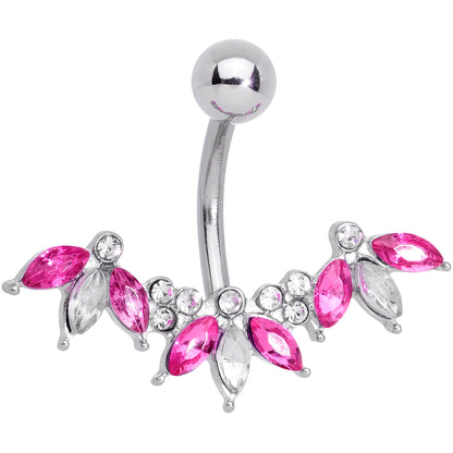 Clear Pink Gem Comely Clusters Belly Ring
