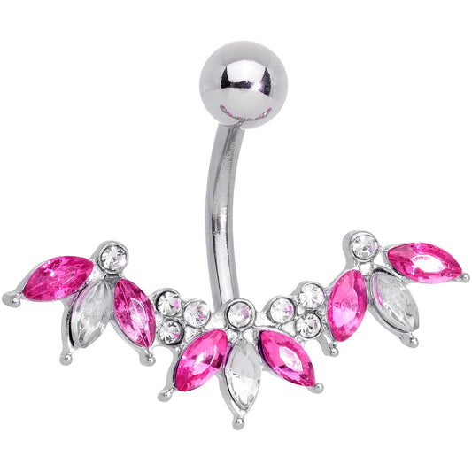 Clear Pink Gem Comely Clusters Belly Ring