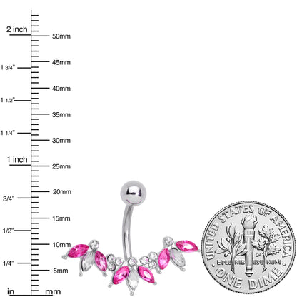 Clear Pink Gem Comely Clusters Belly Ring