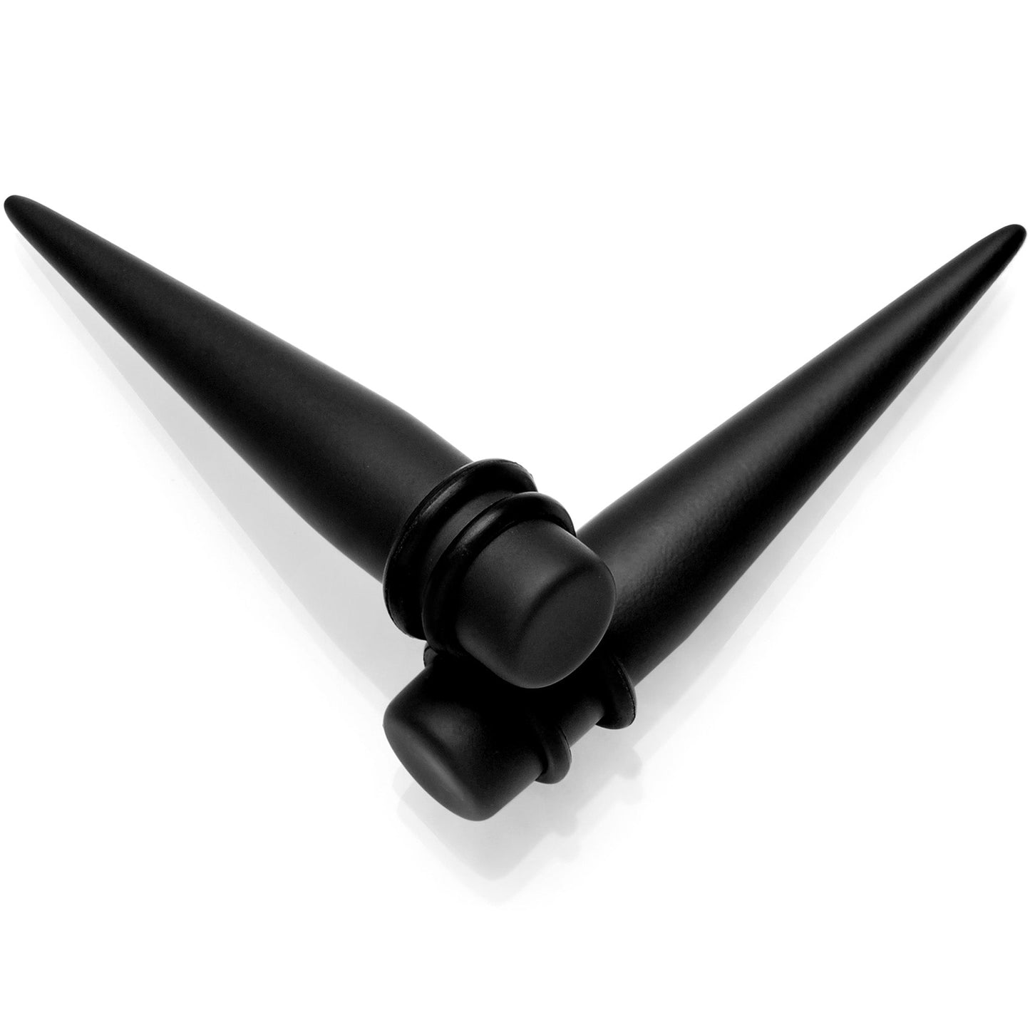 Black Matte Acrylic Straight Taper Set Available in Sizes 12 Gauge to 00 Gauge
