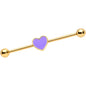 14 Gauge Gold Tone Purple Heart Industrial Barbell 38mm