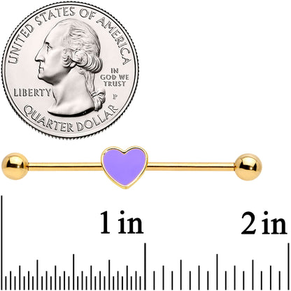 14 Gauge Gold Tone Purple Heart Industrial Barbell 38mm