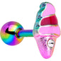 16 Gauge 1/4 Clear Gem Rainbow Ice Cream Cone Cartilage Tragus