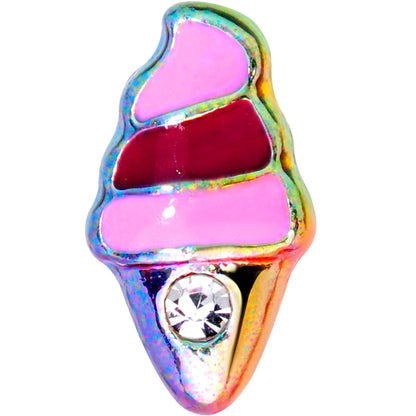 16 Gauge 5/16 Clear Gem Rainbow Ice Cream Cone Labret Monroe Tragus