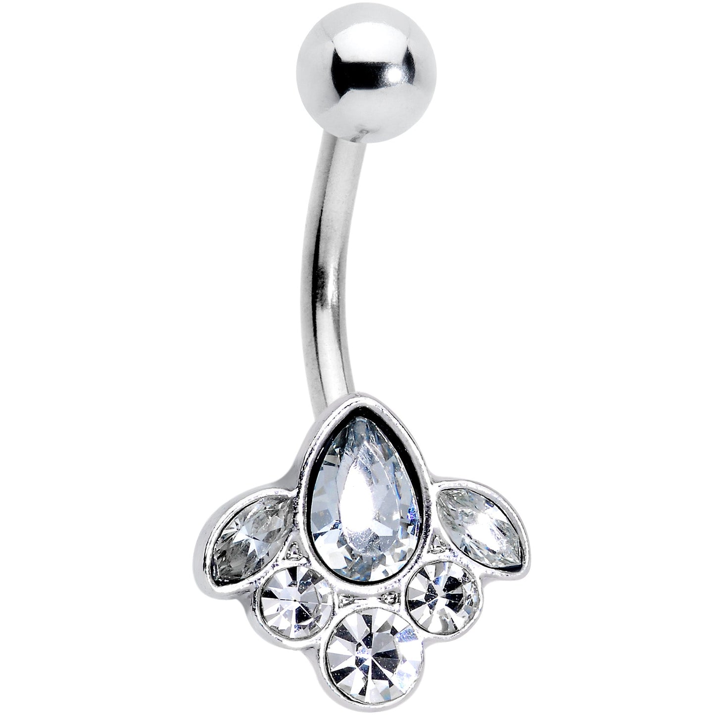 Clear Gem Classic Cluster Belly Ring