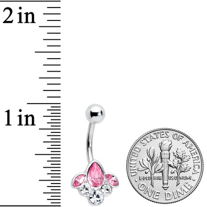 Clear Pink Gem Classic Cluster Belly Ring