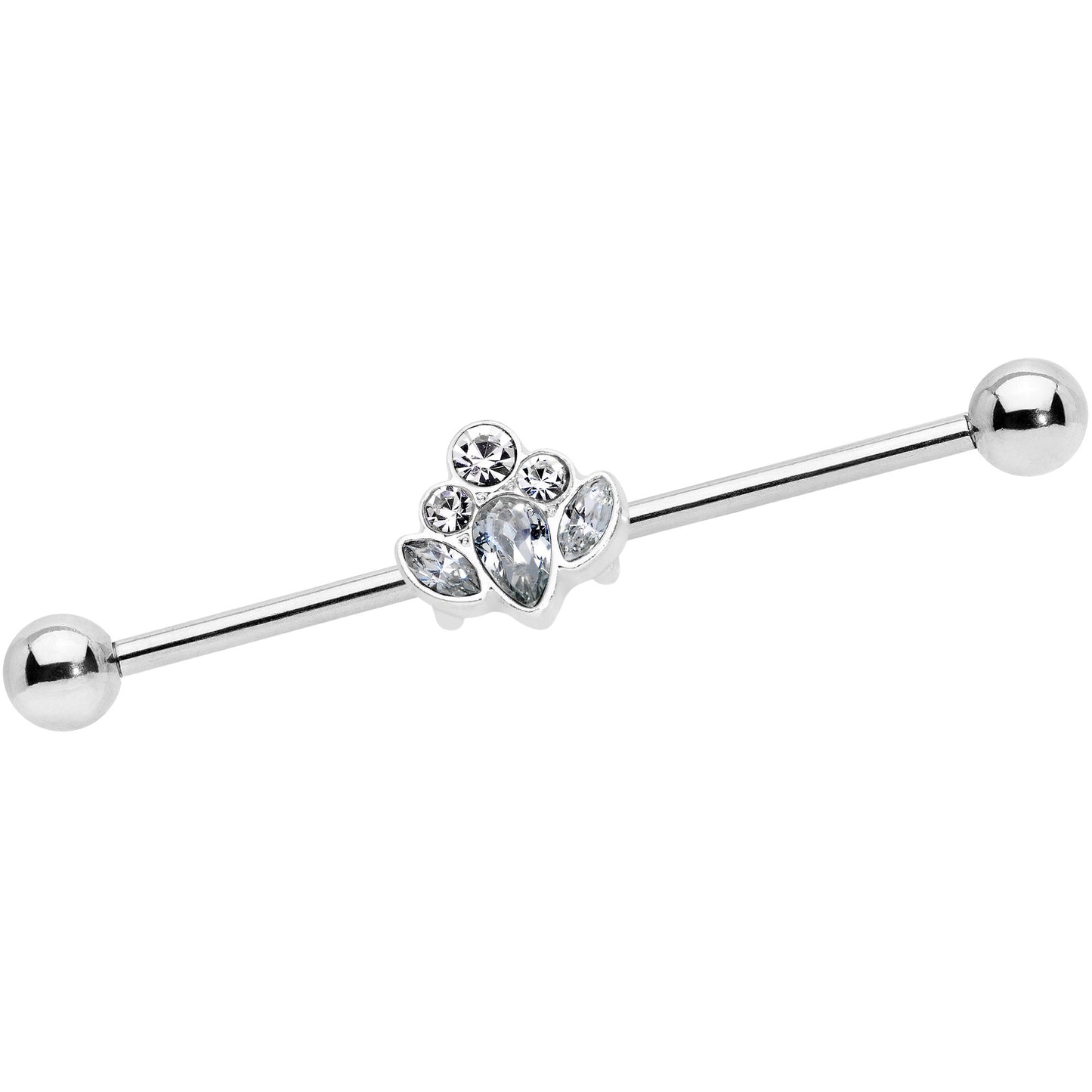 14 Gauge Clear Gem Classic Cluster Industrial Barbell 38mm