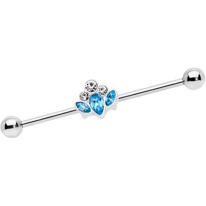 14 Gauge Aqua Clear Gem Classic Cluster Industrial Barbell 38mm