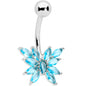 Aqua CZ Gem Stylized Butterfly Belly Ring