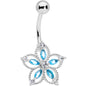 Aqua Clear CZ Gem Airy Flower Belly Ring