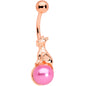 Rose Gold Tone Dog on Pink Orb Belly Ring