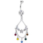 Multicolor Gem Star Chandelier Dangle Belly Ring