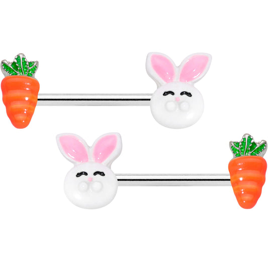 14 Gauge 9/16 Carrot Easter Bunny Barbell Nipple Ring Set