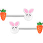 14 Gauge 9/16 Carrot Easter Bunny Barbell Nipple Ring Set