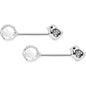 14 Gauge 9/16 Clear Gem Basket Chick Barbell Nipple Ring Set