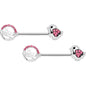 14 Gauge 9/16 Pink Gem Basket Chick Barbell Nipple Ring Set