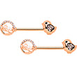 14 Gauge 9/16 Clear Gem Rose Gold Tone Basket Chick Nipple Ring Set