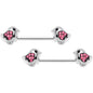 14 Gauge 9/16 Pink Gem Easter Chick Nipple Ring Set