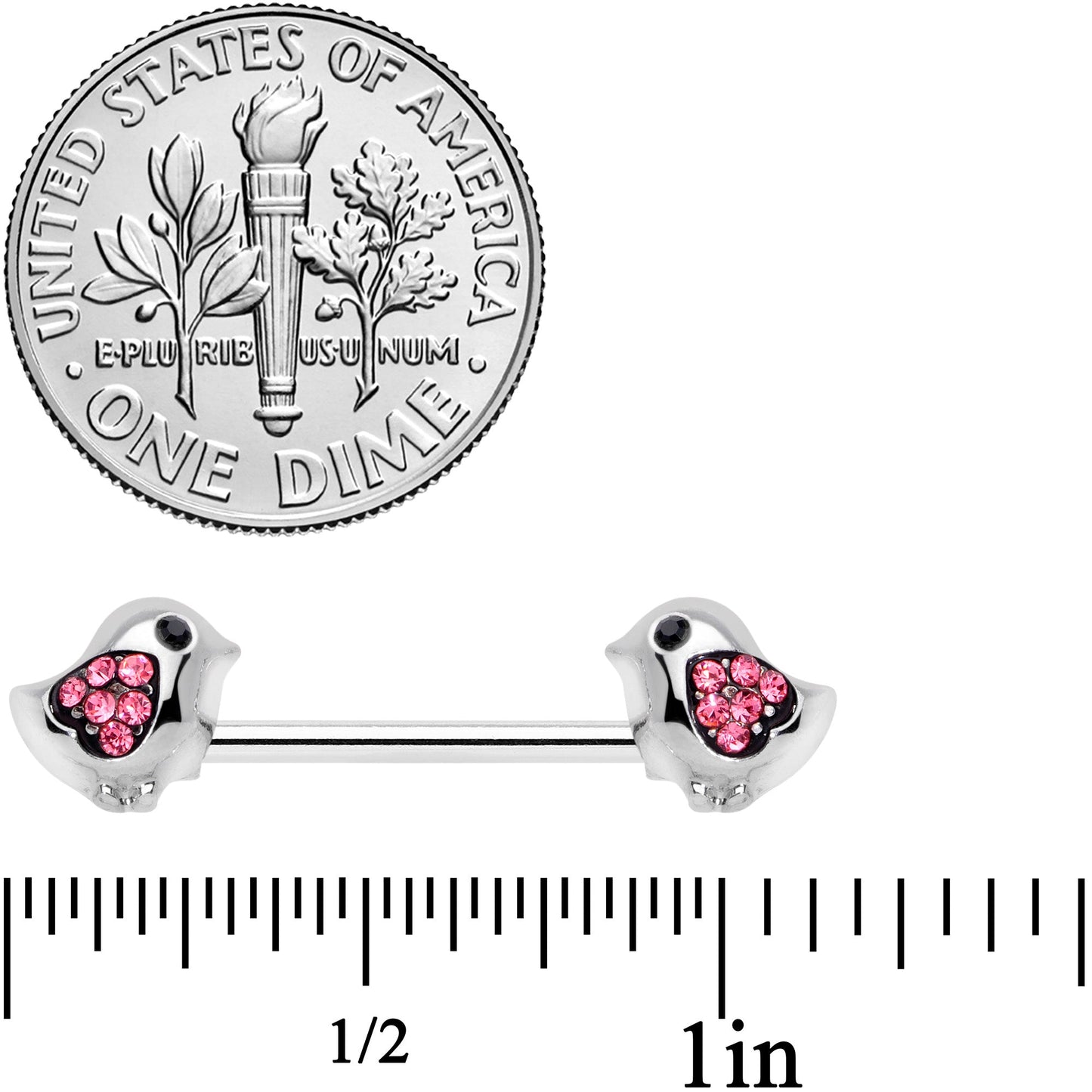 14 Gauge 9/16 Pink Gem Easter Chick Nipple Ring Set