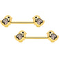 14 Gauge 9/16 Clear Gem Gold Tone Easter Chick Nipple Ring Set