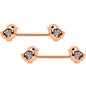 14 Gauge 9/16 Clear Gem Rose Gold Tone Easter Chick Nipple Ring Set