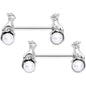 14 Gauge 9/16 White Orb Baby Bear Barbell Nipple Ring Set