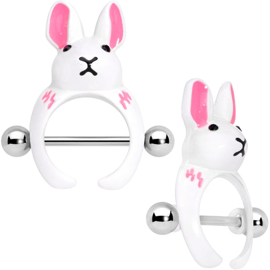 14 Gauge 9/16 White Rabbit Easter Nipple Shield Set