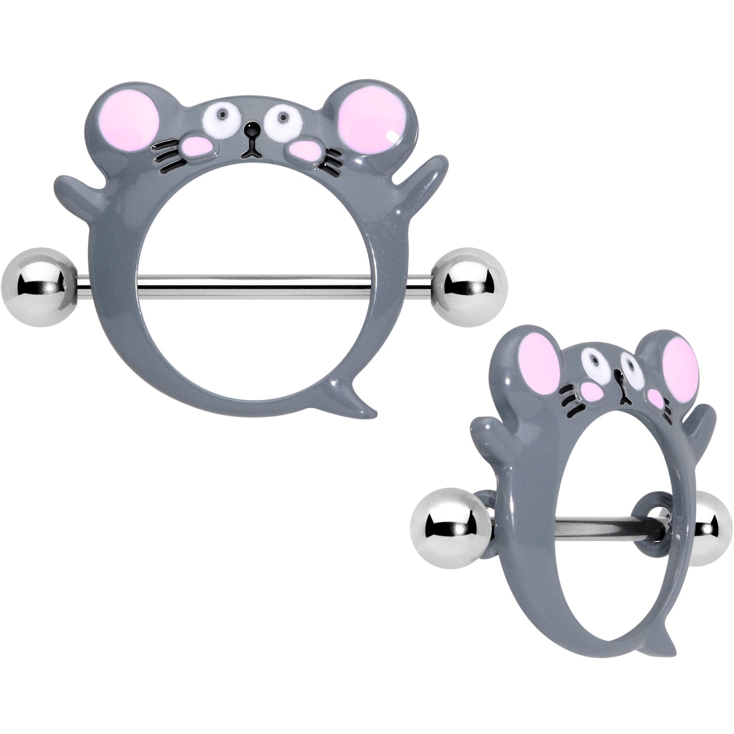 14 Gauge 5/8 Merry Grey Mouse Nipple Shield Set