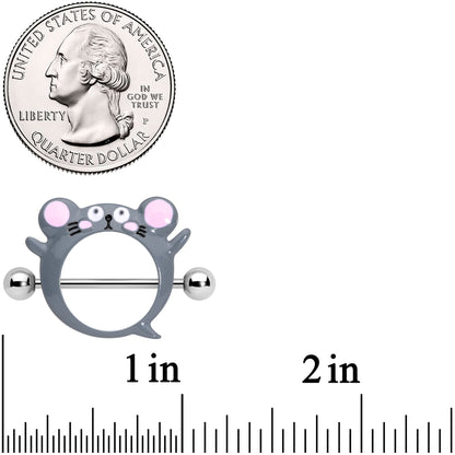 14 Gauge 5/8 Merry Grey Mouse Nipple Shield Set