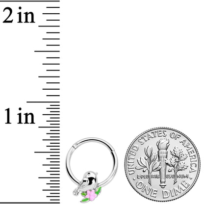 16 Gauge 3/8 Bird Pink Flower Hinged Segment Ring