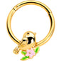 16 Gauge 3/8 Gold Tone Bird Pink Flower Hinged Segment Ring