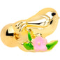 16 Gauge 1/4 Gold Tone Bird Pink Flower Cartilage Tragus
