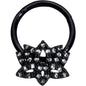 16 Gauge 3/8 Clear CZ Gem Black Lotus Flower Hinged Segment Ring
