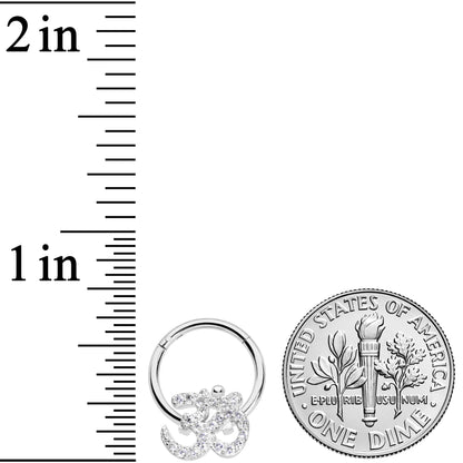 16 Gauge 3/8 Clear CZ Gem Amazing Om Hinged Segment Ring