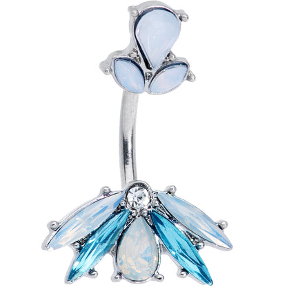 Blue White Faux Opal Baroque Beauty Double Mount Belly Ring