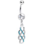 Clear Blue Gem Celtic Knot Dangle Belly Ring