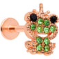 16 Gauge 5/16 Green Gem Rose Gold Tone Royal Frog Labret Monroe Tragus