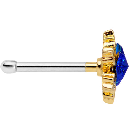 20 Gauge 7mm Blue Gem Gold Tone Star Nose Bone